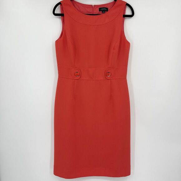 Tahari Dresses & Skirts - Tahari Womens Dress Red Size 8 Sleeveless Double Button Front Knee Length Sheath